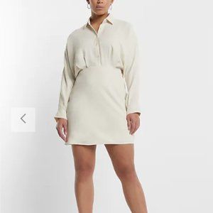 Collared Half Button Up Mini Portofino Shirt Dress
